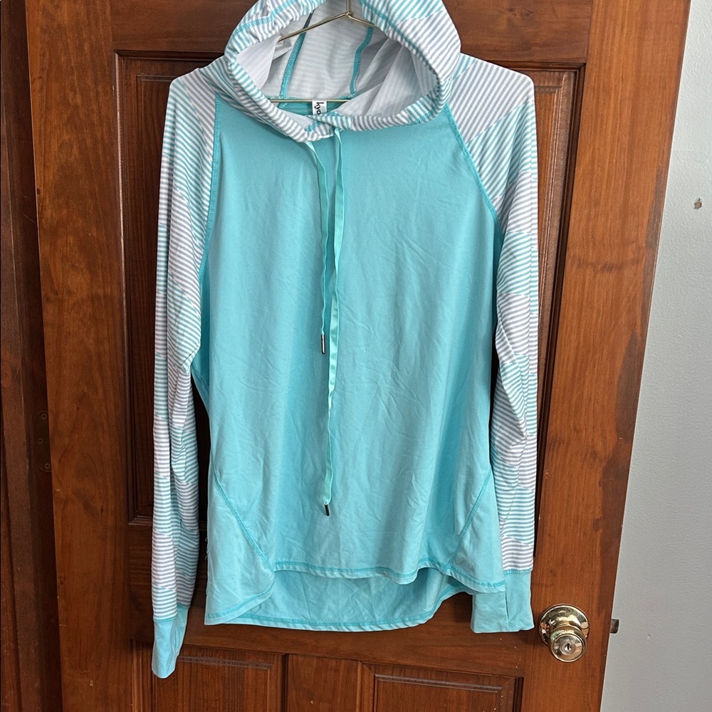Kyodan Light Blue and White Striped Hoodie
